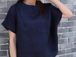 【再販開始】涼感♪リネンボトルネックブラウス　 ネイビー　0627NV