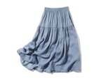 優しく揺れる、ゆるふわギャザースカート　リネンロングスカート　裏地付き　220512-4