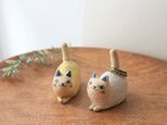 陶器で作った ネコのリングホルダー ( 黄色 )の画像