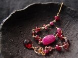 送料無料【K14gf】Mixed stone bracelet／Dark Pink ブレスレット