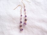 【K14gf】Mixed stone earrings／Purple ロングピアスの画像