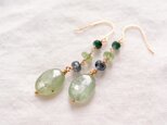 【K14gf／受注制作】Mixed stone earrings／Green ピアス