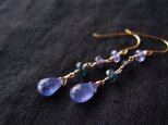 送料無料【K14gf・受注制作】Mixed stone earrings／Blue ピアス