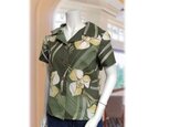 16　レトロ衿レディスアロハシャツ（オリーブグリーン）の画像