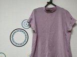 大人のデイリーTシャツ　プチハイネック　コットン　ローズピンクの画像