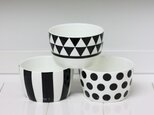 【ご予約品】モノクロデザインボウル（３個セット / 蓋付き）