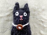 見た目と手ざわりに癒されて♡棒針編みのあみぐるみ　(黒猫）の画像