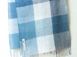 【再販】手織り・藍染めリネンストール　大きなチェックの画像