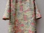 着物リメイク・古典花柄大島紬丸襟チュニックの画像