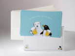 メッセージカード封筒セット（シロクマ&ペンギン暑中見舞い）の画像