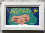 「星の女の子」手描きのミニイラスト☆名刺サイズ絵画の画像