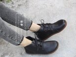 【受注製作】丸トウ牛革レザーブーツ　靴　ブラウン　黒色　EDW082の画像