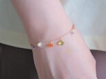 Peridot bracelet：ペリドット×カーネリアン×アパタイト　チェーンブレスレット　天然石の画像