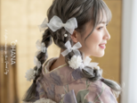 成人式 卒業式 紫陽花 リボンアレンジ ヘッドドレス 髪飾り 和装 袴 振袖 前撮り お着物 浴衣 オーガンジーリボン