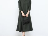 裾上げ無料♪オーダーサイズ可♪フォーマル　タック　ゆったり　ワンピース・カーキ　