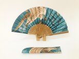 着物扇子　アンティークの絹の着物使用　日本の京都の職人が手仕事で制作　オンリーワン　プレゼントに最適 #50の画像