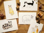 猫のポストカード 5枚セット　・絵葉書・イラスト・メッセージカード・送料無料
