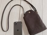 倉敷帆布　スマホポシェット　ミニ　サコッシュ　スマホショルダー　スマホポーチ 　秋色　（チョコレートブラウン）の画像