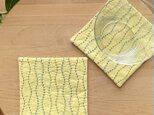 刺し子コースター　2枚セット　立涌　刺繍　和柄　黄色　北欧　プレゼント　個性的の画像