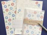 北欧風あさがお柄の便箋とトレーシングペーパー封筒のレターセット