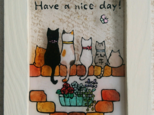 送料無料*ステンドグラス風*猫･レンガの壁･花･ハンドメイド♪の画像
