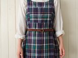 【すぐのお届け♪】コットンリネン ワンピース　navy madras checkの画像