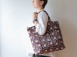 Hand block print kinchaku bag / hana akakuroの画像