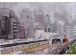 水彩画・原画「雨の日のお茶の水駅周辺（2016年)」の画像