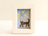 猫のイラスト｜原画「good night」※木製額縁入り　インテリアアート