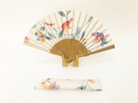 【受注制作】着物扇子　アンティークの絹の着物使用　日本の京都の職人が手仕事で制作　オンリーワン　プレゼントに最適 #56の画像
