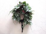 秋wreathーシルバーリーフと野ばらの実