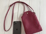 倉敷帆布 スマホポシェット ミニ サコッシュ スマホショルダー スマホポーチ 秋色 (ボルドー)