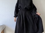 リネン.コットンの二重スカート(黒)の画像