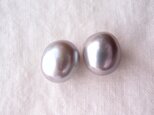 【No.R】大粒グレーバロックパールのピアス【K14gf】Baroque pearl／ Grayの画像