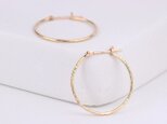 【K10YG】20ｍｍ テクスチャーのフープピアス