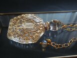 ヴィンテージ　Gold-Clear香水瓶（55×40ﾐﾘ）マットGold　ロング ネックレスの画像