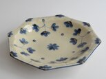 金彩灰泥釉草花紋八角皿(大)の画像