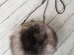 ¶ new antique fur¶ 完全1点ものブルーフロストフォックス/サファイアミンクファーがま口バッグの画像