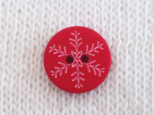 (3個) 15mm スノーフレイクボタン 赤 フランス製 *　子ども服、冬、雪の画像