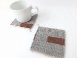 【手織り】毛糸の両面織りコースター（2枚セット）の画像