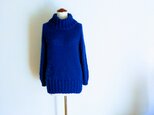 『再販・受注製作』キッドモヘアとカシミアのハイネックセーター　ロイヤルブルー　ゆったりシルエット　ベビーアルパカ　ウールの画像
