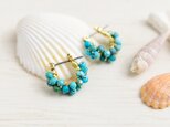【チタンピアス・小サイズ】ターコイズ レースフープ　フープピアス　12月誕生石・海　ブルー