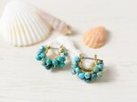 【チタンピアス・小サイズ】ターコイズ レースフープ フープピアス 12月誕生石・海 ブルー