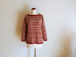 『再販・受注製作』フェアアイルの編み込み模様セーター＊テラコッタオレンジ　クーマラムウールの画像