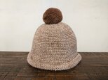 sale    ／pompom knit cap／ brownの画像