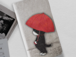 ★送料無料★雨降り子猫の手帳型スマホケース (全機種対応/Mサイズ)の画像