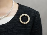 【ブローチ・中サイズ】繊細 パールのリース