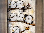 送料無料*ステンドグラス風*シマエナガ･雪の妖精･冬の鳥･ハンドメイド♪