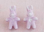 (3個) 18mm ぬいぐるみうさぎのボタン　ピンク　フランス製の画像
