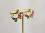秋冬限定【チタンピアス】虹色 レインボー 天然石/深み くすみカラー カラフル 秋 冬